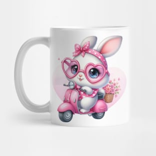 Valentine Rabbit In Pink Scooter Mug